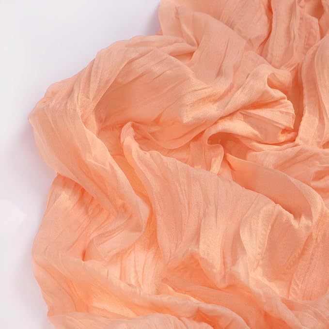 DeZerlor Peach Cheesecloth Table Runners 6 Pack Summer Boho Runners | 120Inches - Image 3