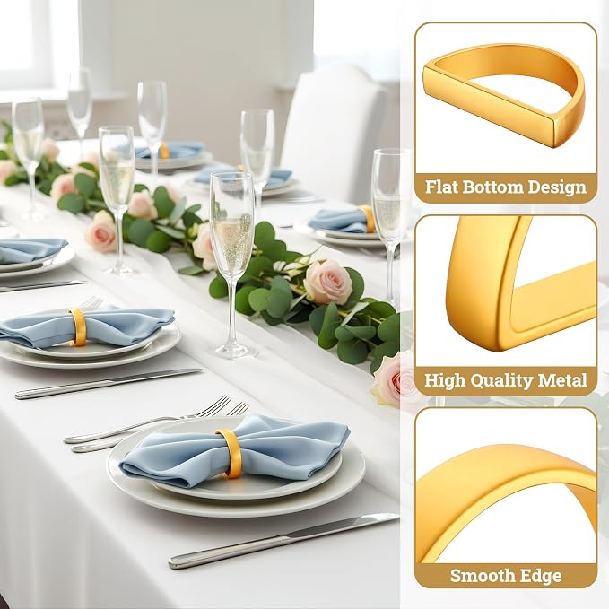 Suream Napkin Rings Set of 24, Stainless Steel Napkin Holder Buckles, - Image 3