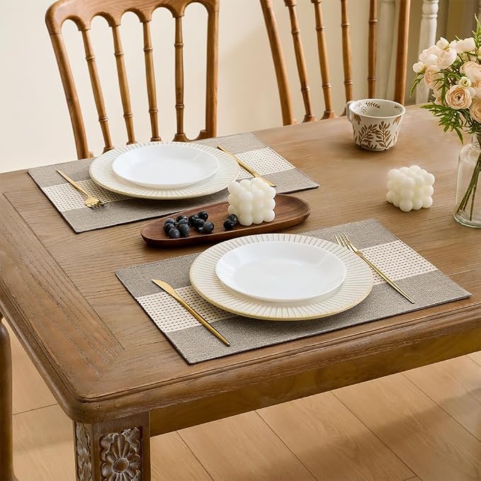 Wracra Linen Placemats Set of 4, Macrame Place Mats - Image 5