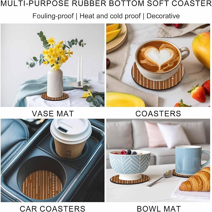 Vintage Brown Coasters Set of 6 Absorbent Coasters - Image 7