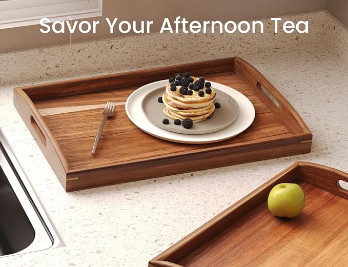 Acacia Wood Set of 2 Serving Trays - Image 4