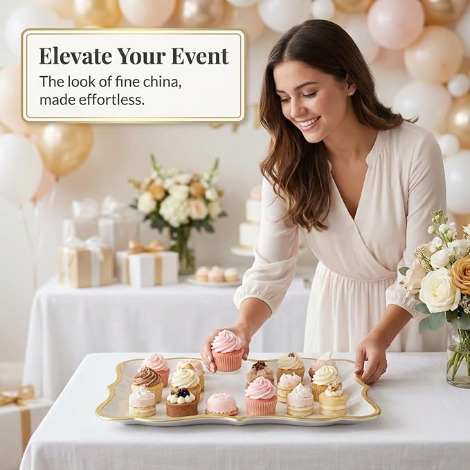 Decorative Gold Rim Display Trays 10 Pack 9 x 13 Inch Cardboard Platters | - Image 2