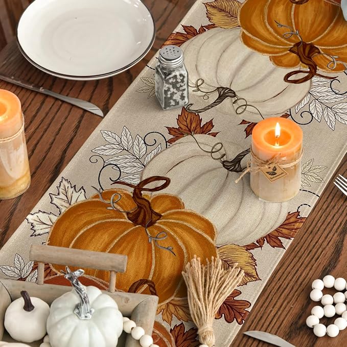 Artoid Mode 210 GSM Fall Table Runner 13x72 Inch Home Party Decor | Orange - Image 7