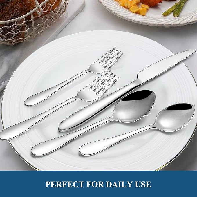 20-Piece Silverware Set, Wildone Stainless Steel Flatware Set Service - Image 5