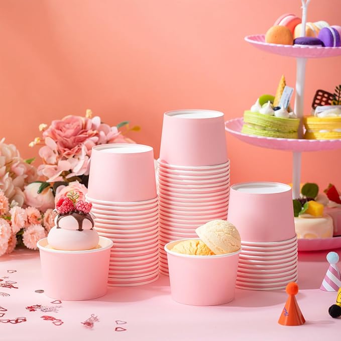 Jingmore Paper Ice Cream Cups 9oz Colored Disposable Dessert Bowls - Image 5