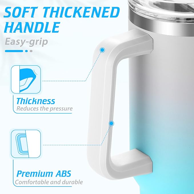 40 oz Tumbler with Handle and Straw, Reusable Stainless Steel Insulated Water - Image 5