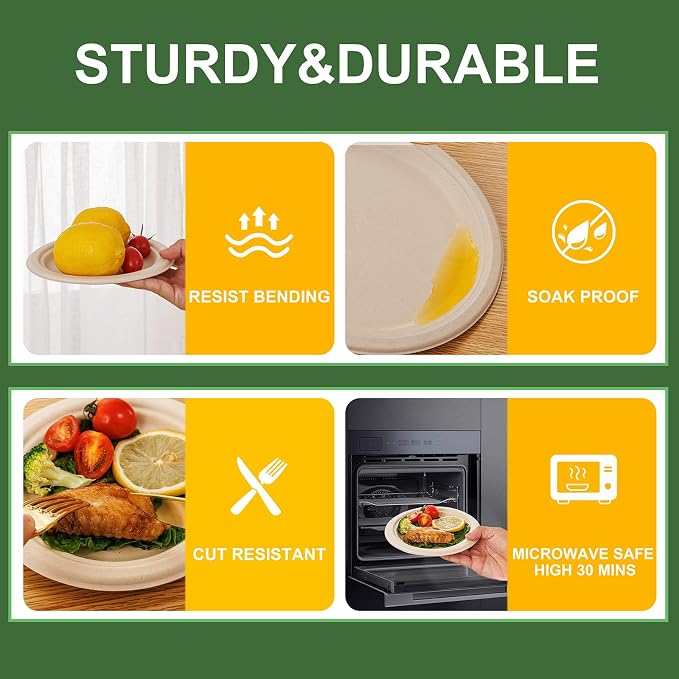 WELLIFE 7 Inch Paper Plates 125-Pack Small Dessert Paper Plates | 100% - Image 3