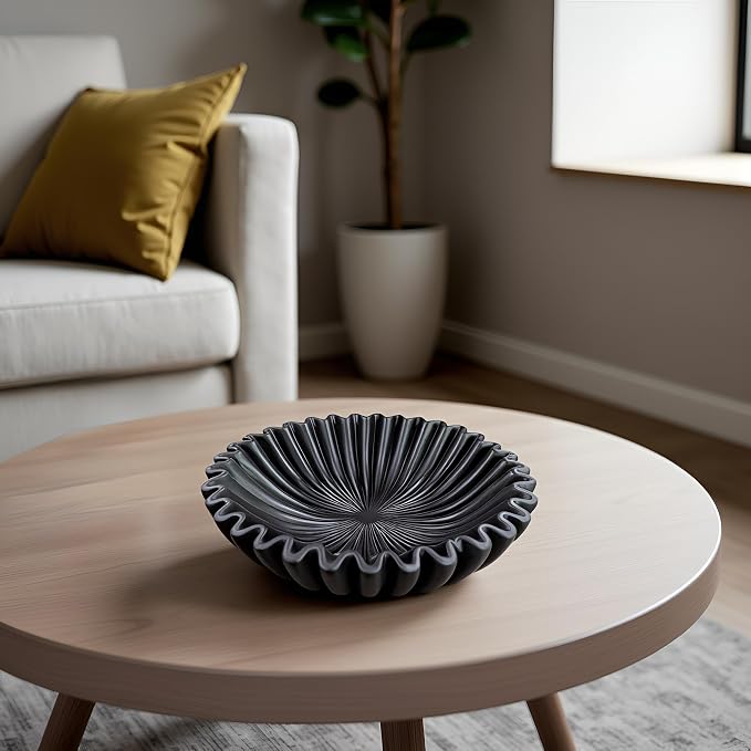 10" Large Decorative Bowl decor, Scalloped Bowls - Image 2