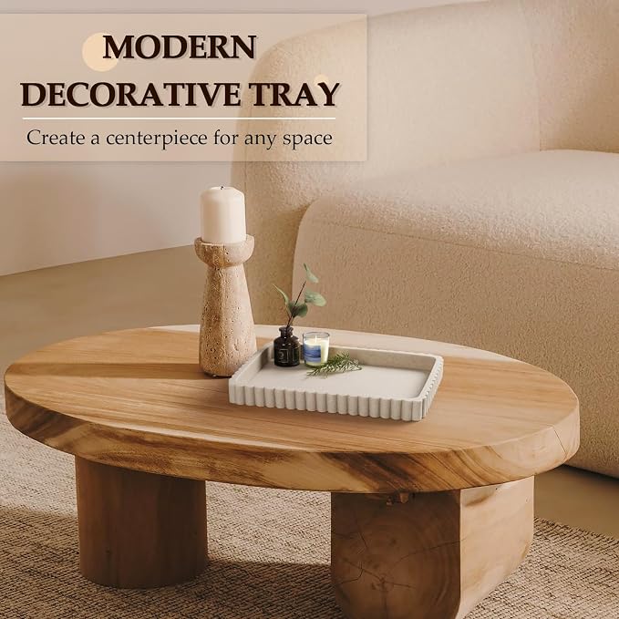 Rectangular Tray for Coffee Table Decor, Solid Concrete, Aesthetic Home Decor - Image 3
