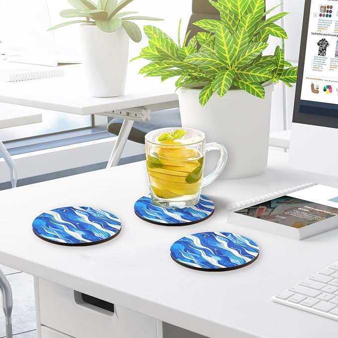 Baseball Blue Stripe Absorbent Coaster - Image 7