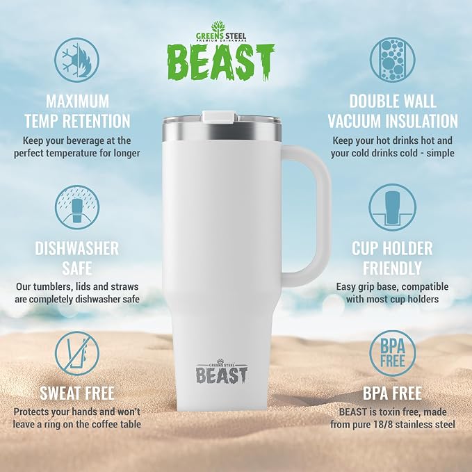 Beast 50 oz Tumbler with Handle Stainless Steel Vacuum Insulated Coffee Ice Cup - Image 6
