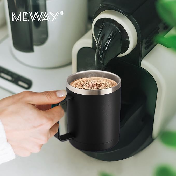 MEWAY 12oz Coffee Mug With Handle 2 Pack Bulk, Stainless Steel Insulated Travel - Image 7
