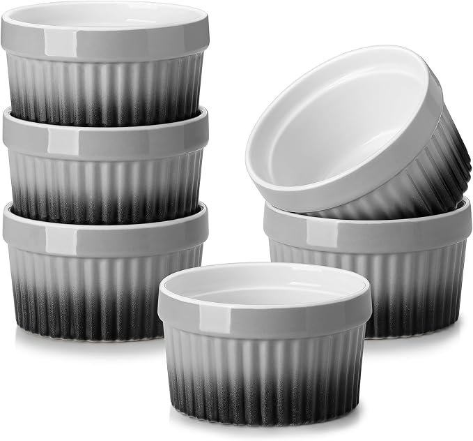 MALACASA Ramekins 4 oz Oven Safe, Small Ceramic Souffle Dishes by MALACASA