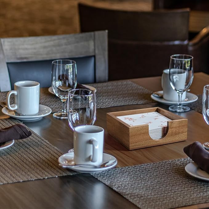Acacia Wood Cocktail Napkin Holder, Beverage Napkin Holder - Image 5