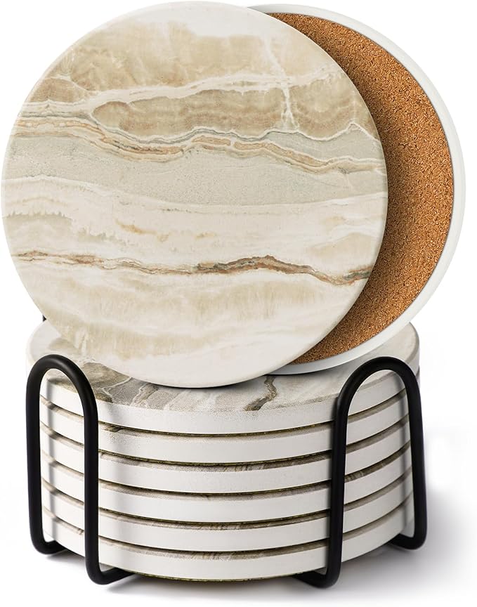 LlFVER Coasters Set of 8, Absorbent Drink Coaster by LIFVER