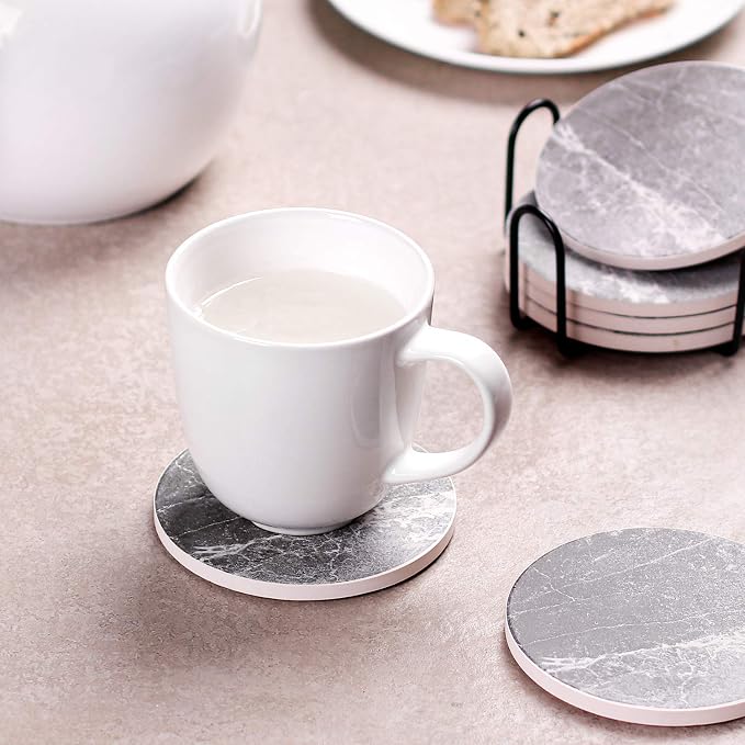 LIFVER Coasters for Drinks Absorbent, Living Room Decor, Ceramic Coasters Set - Image 7