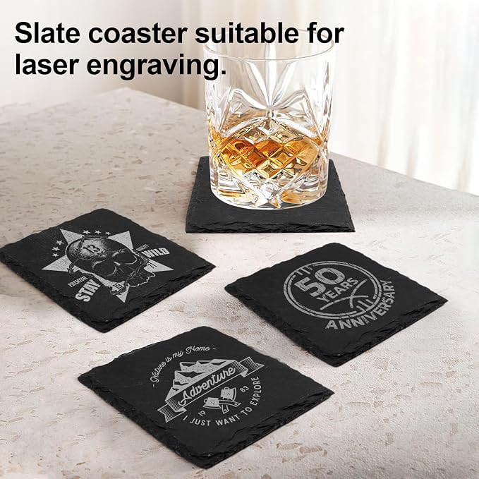 68 Pieces Slate Coasters, Dhfsleo Size 4 x 4 inch Black Coasters Stone Coaster - Image 6