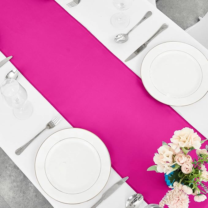 10-Pack Hot Pink Satin Table Runner 12 x 108 Inch Long Fuchsia Bright and - Image 5