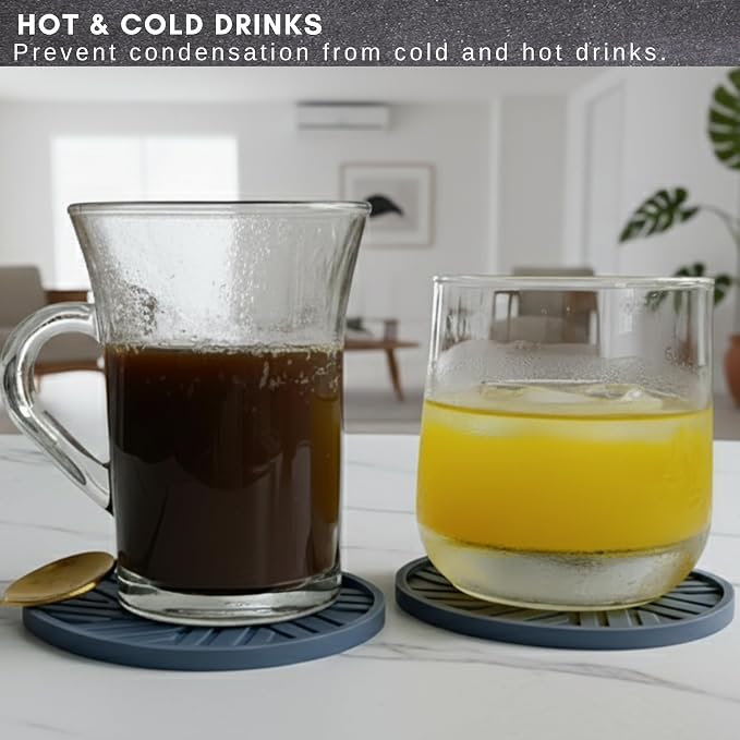 Silicone Coasters Set of 6 & Gold Holder - Image 5