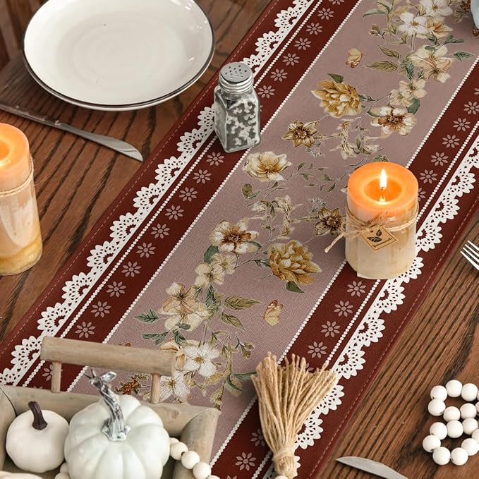 Artoid Mode 210 GSM Fall Table Runner 13x72 Inch Home Party Decor | Brown - Image 7