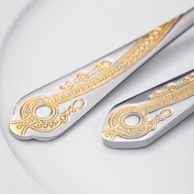 Gold Silverware Set, 20 Piece Stainless Steel Golden Flatware Set - Image 4