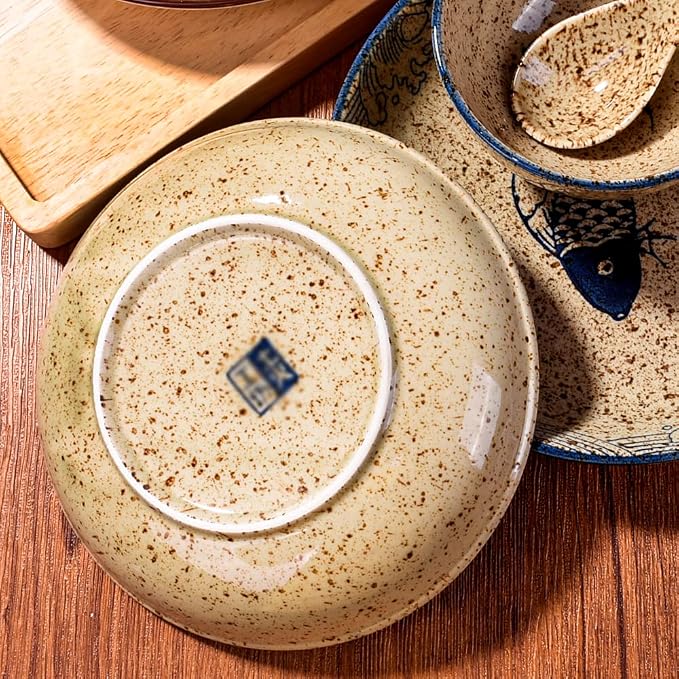 4-Piece Ceramic Dinnerware Set, Japanese Hand-painted Tableware set, A Good - Image 6