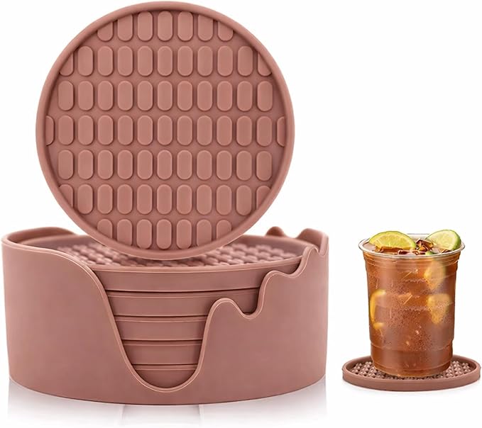 Soft, Shockproof & Safe – Unique 3‑Style Silicone Rubber Coasters Set by Unknown