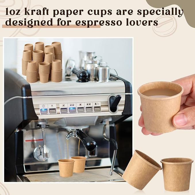 100 Pack 1oz Mini Coffee Cups Disposable Paper Cups Hot or Cold Beverage Cup - Image 5