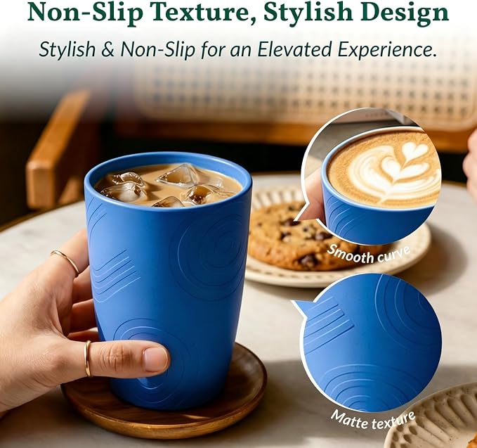 Homienly Wheat Straw Cups 16oz, Unbreakable Cups-6 PCS Freezer and Dishwasher - Image 3