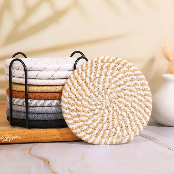 Billbotk 10 Pieces Coasters for Drinks, 10 Colors Absorbent Drink Coasters - Image 7