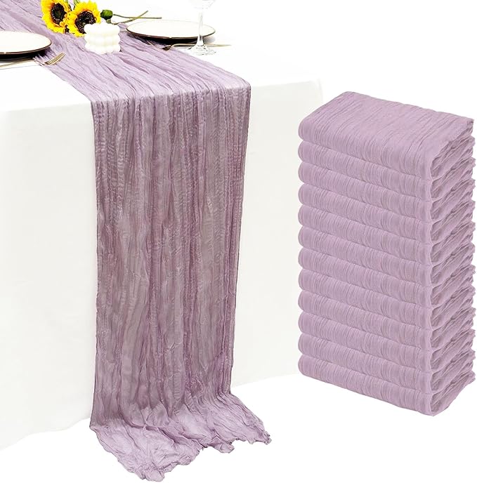 12Pack Lavender Cheesecloth Table Runner 20 x 120 inch Gauze Table Runner | by Seveups