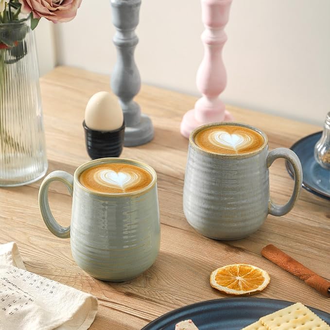 HASENSE Porcelain Coffee Mugs Set of 4, 15 Oz Reactive Glaze Coffee Cups - Image 4