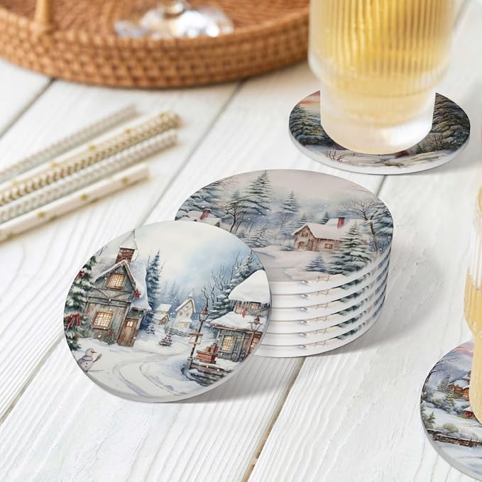 Coasters Set of 6, Coasters for Drinks Absorbent Stone - Image 8