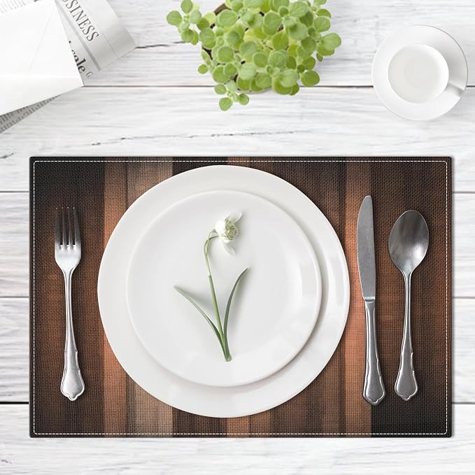 Emvency Farmhouse Placemats Set of 4, 12x18 Inch, Striped Vintage | Art Art - Image 4