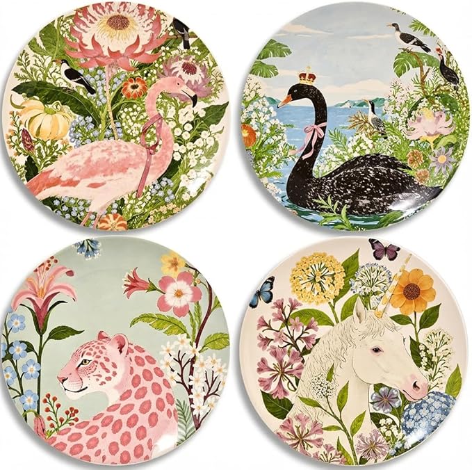 8.5 Inch Ceramic Plates Set of 4, Salad & Dessert Appetizer Plates | Kitchen by ANCYDPMI