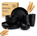 Wheat Straw Dinnerware Sets 16 PCS, Unbreakable Kids Plates and Bowls by Perlapoc