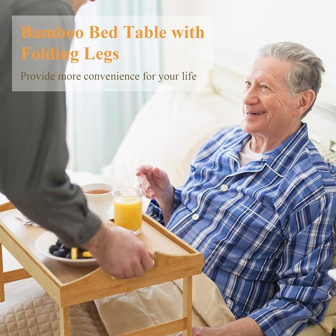 2 Pack Breakfast in Bed Tray for Eating, 16.92 x 12.6 Inch Bed Table Tray - Image 2