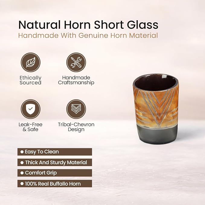 Handicrafts Home Viking Horn Shot Glasses Set of 8, Handmade Natural Ox Horn - Image 2