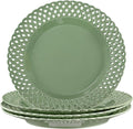 Graceful Basketweave Wide Rim 12 inch Dinner Plates, Extra Large Round Platter by fMBB