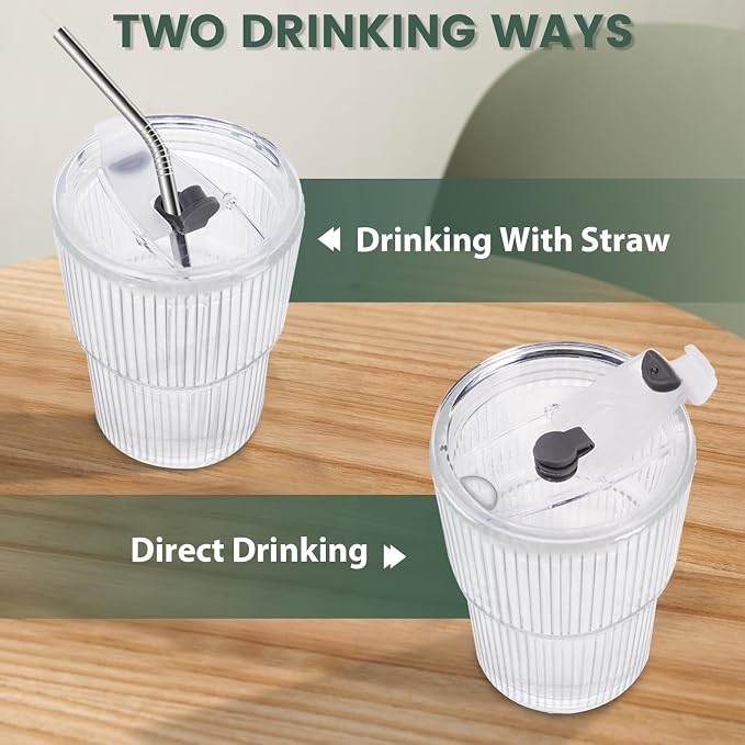 HIGIINC Iced Coffee Cups With Lids and Straws 2 Pcs, 16 OZ Unbreakable Cup - Image 7