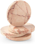 Natural Marble Coaster Set of 4.Round Drinks Coasters, Non-Ceramic/Non-Resin | by STAVORAE