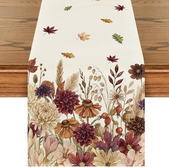 Artoid Mode 210 GSM Fall Table Runner 13x90 Inch Home Party Decor | Watercolor by ArtoidMode