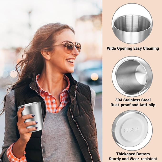Insulated Stainless Cup, 10 oz Insulated Tumbler, 8 Pack Double Wall - Image 4