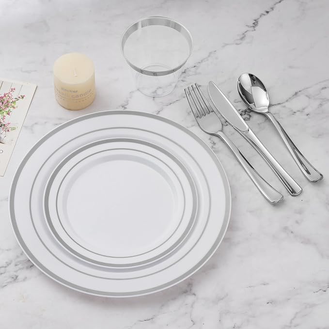 BESTVIP 450PCS Silver Dinnerware Set - Image 3