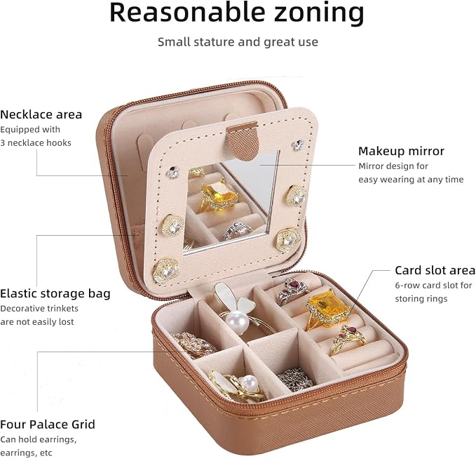 KElofoN Travel jewelry case Travel jewelry box Travel Jewelry Organizer Small - Image 3