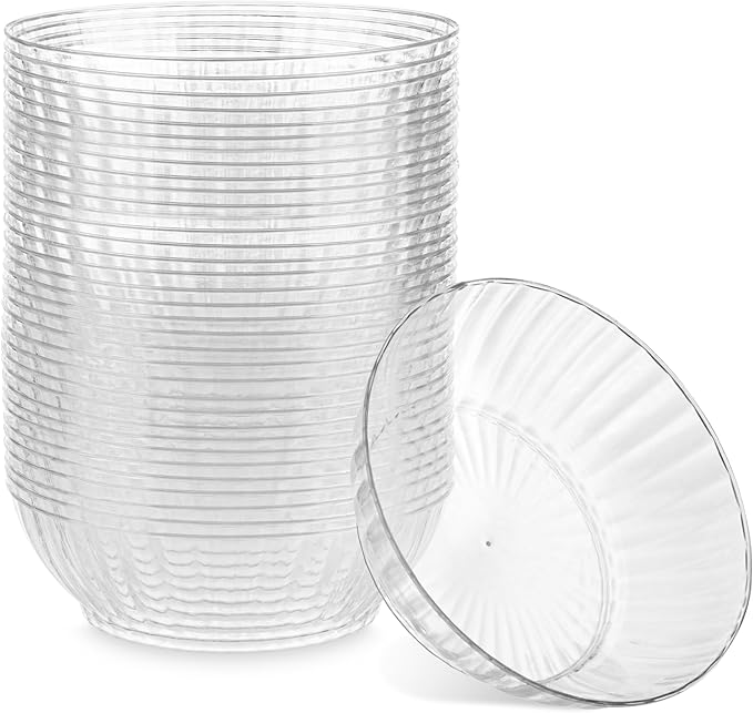 PLASTICPRO 50 Pack Plastic Bowls Crystal Like 10 oz Bowls Elegant Clear Plastic by PLASTICPRO