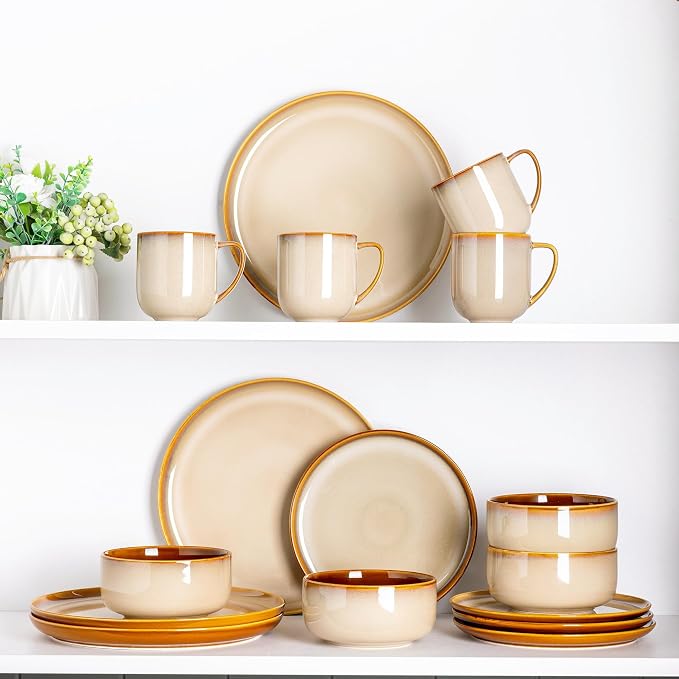 LERATIO Ceramic Dinner Plates Set of 4, 10.5 Inch Reactive Glaze Plate Sets | - Image 8