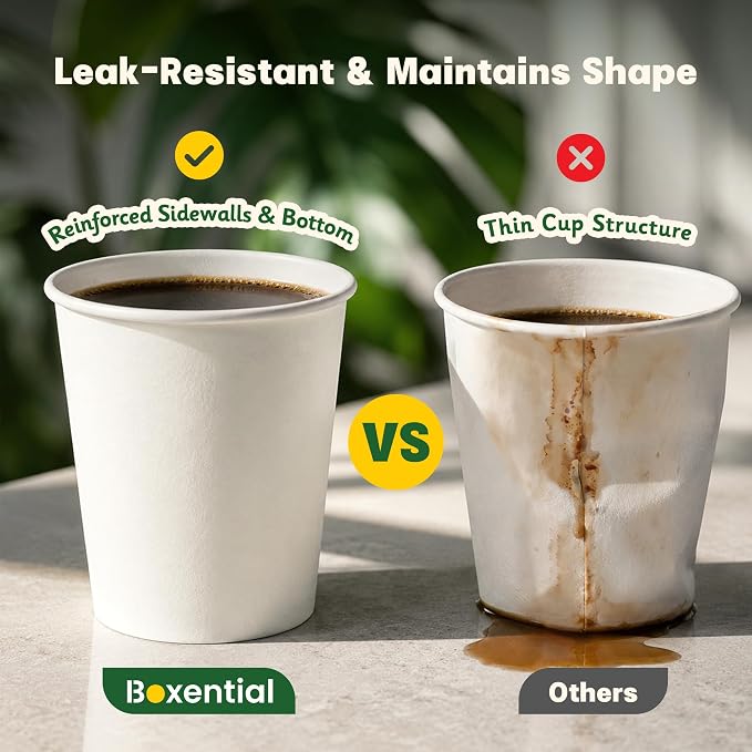 480 Pack 8 oz White Paper Cups, Disposable Coffee Cups - Image 5