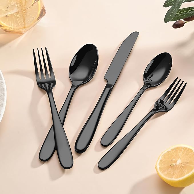 40-Piece Black Silverware Set, Flatware Set - Image 4