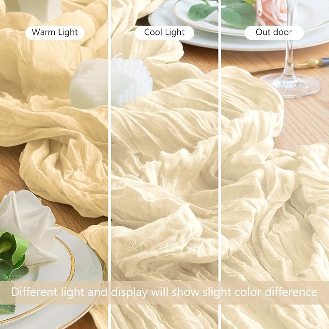 Cheesecloth Table Runner Beige 10FT Boho Gauze Runner, 3 Pack | 120 Inch Cheese - Image 8